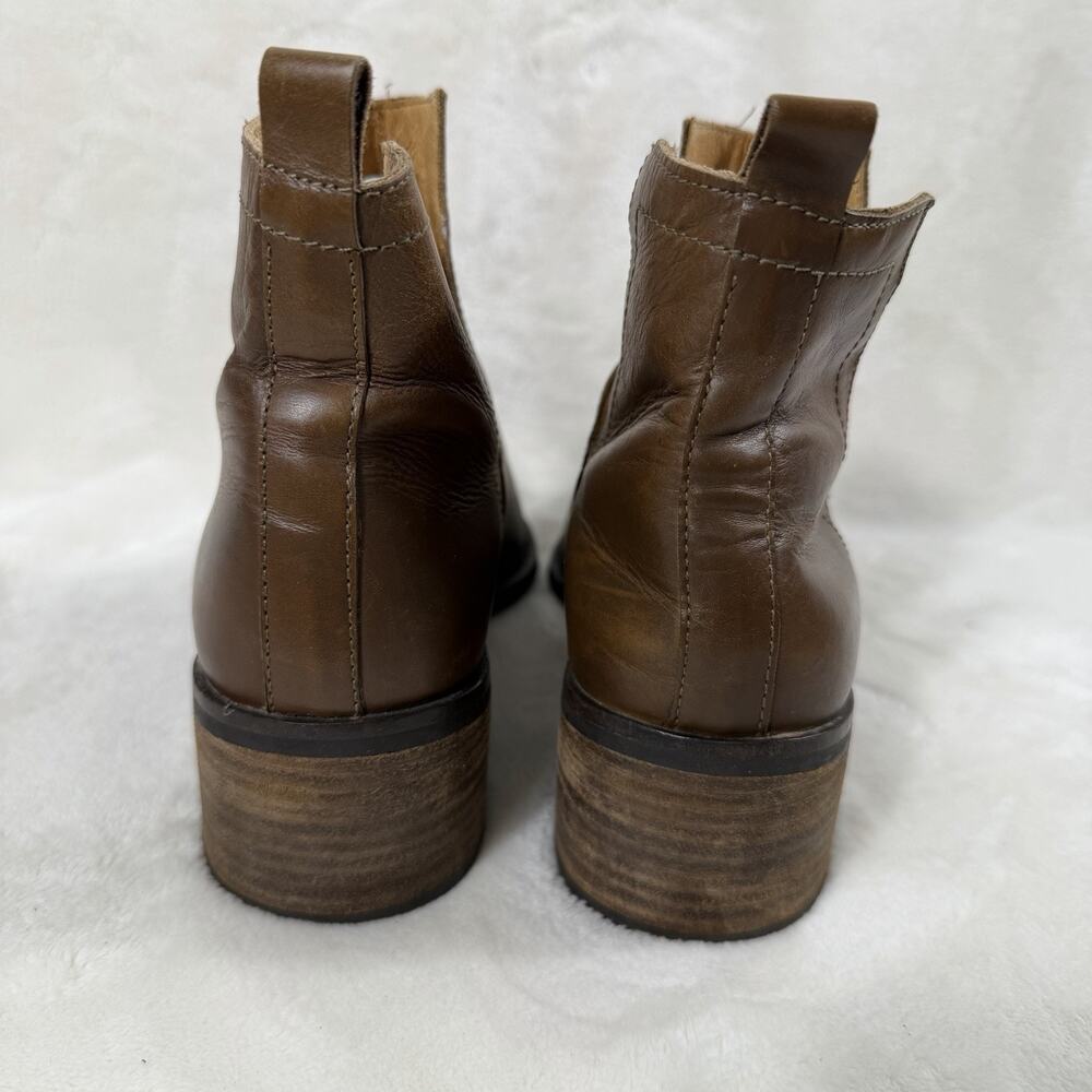 Diba Brown Leather Cutout Ankle Boots Women’s 9.5 Western Chelsea Block Heel - Picture 4 of 11